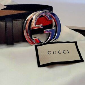 GUCCI Red and Blue Nylon & Leather Belt with tag - NEVER WORN